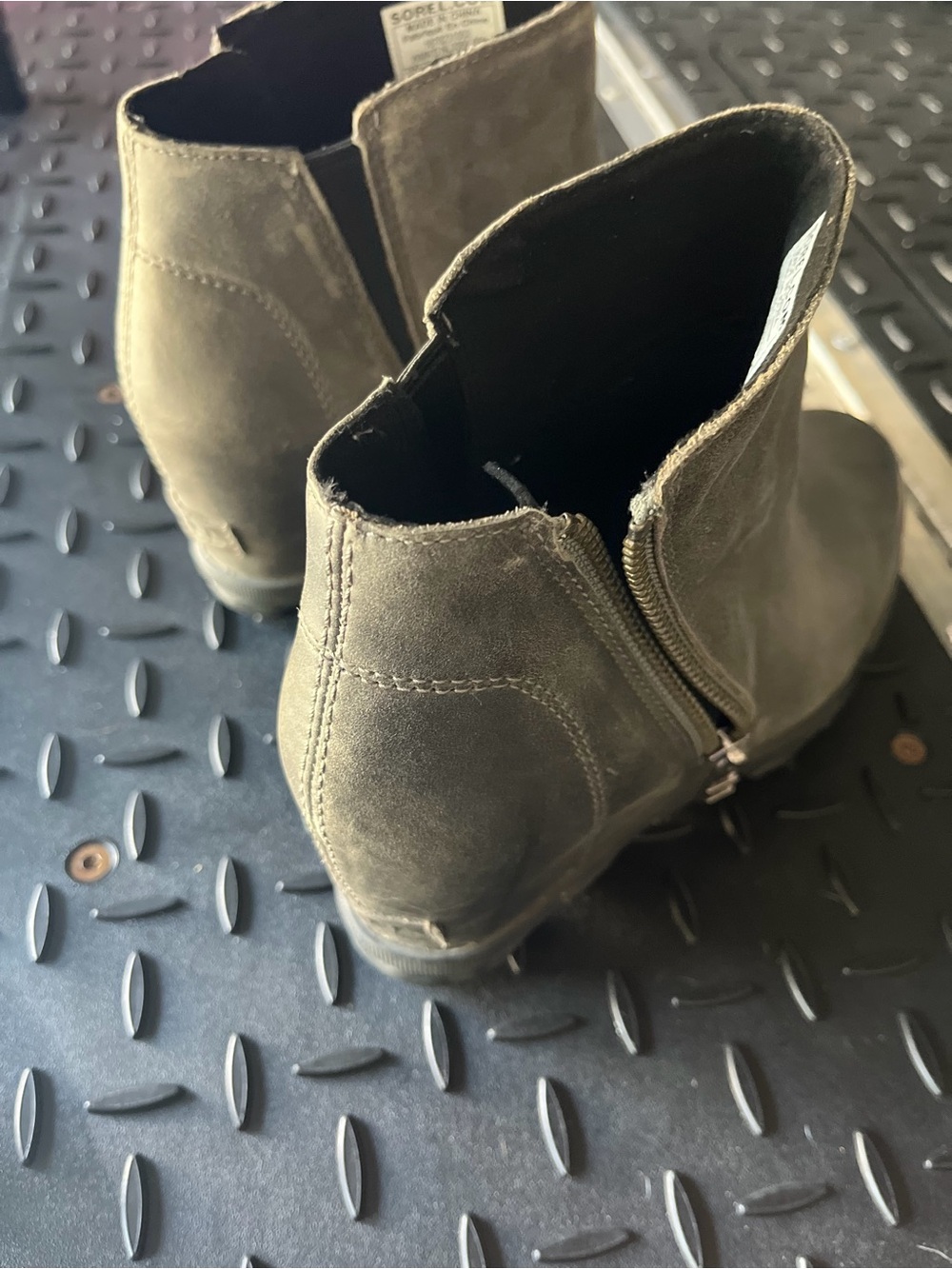 Sorel Grey Suede Ankle Booties with Side Zipper